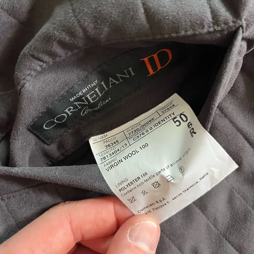 Corneliani ID Reversible Vest Size 50 R Gray Black Herringbone Wool Quilted